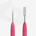 Instrument pentru cuticule cu 2 capete, impingator plat drept + inel, Staleks Pro Uniq PQ-11/1